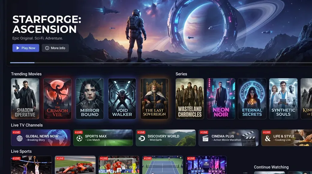 A laptop signed in on the same IPTV Subscribe subscription, nothing extra to settle